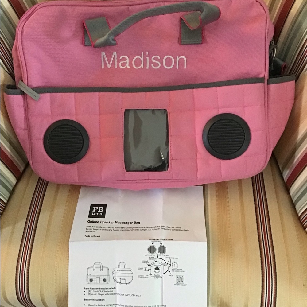 Pottery Barn Quilted Speaker Accessory bag NWOT